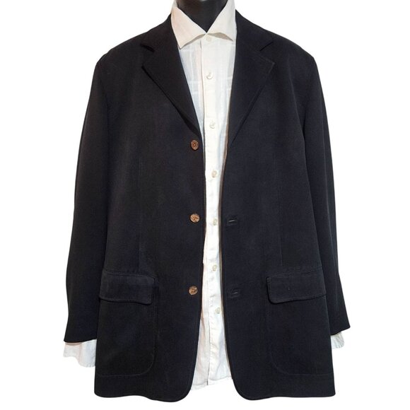 Tommy Bahama Island Soft Black Silk Blazer Medium Mens J. Garcia Silk Tie Bundle - Picture 1 of 16